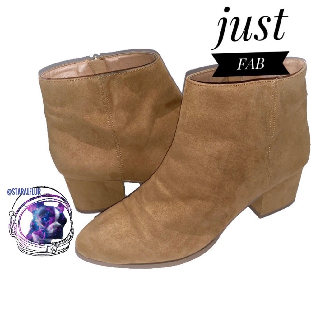 JustFab Faux Suede Zipper Ankle Booties